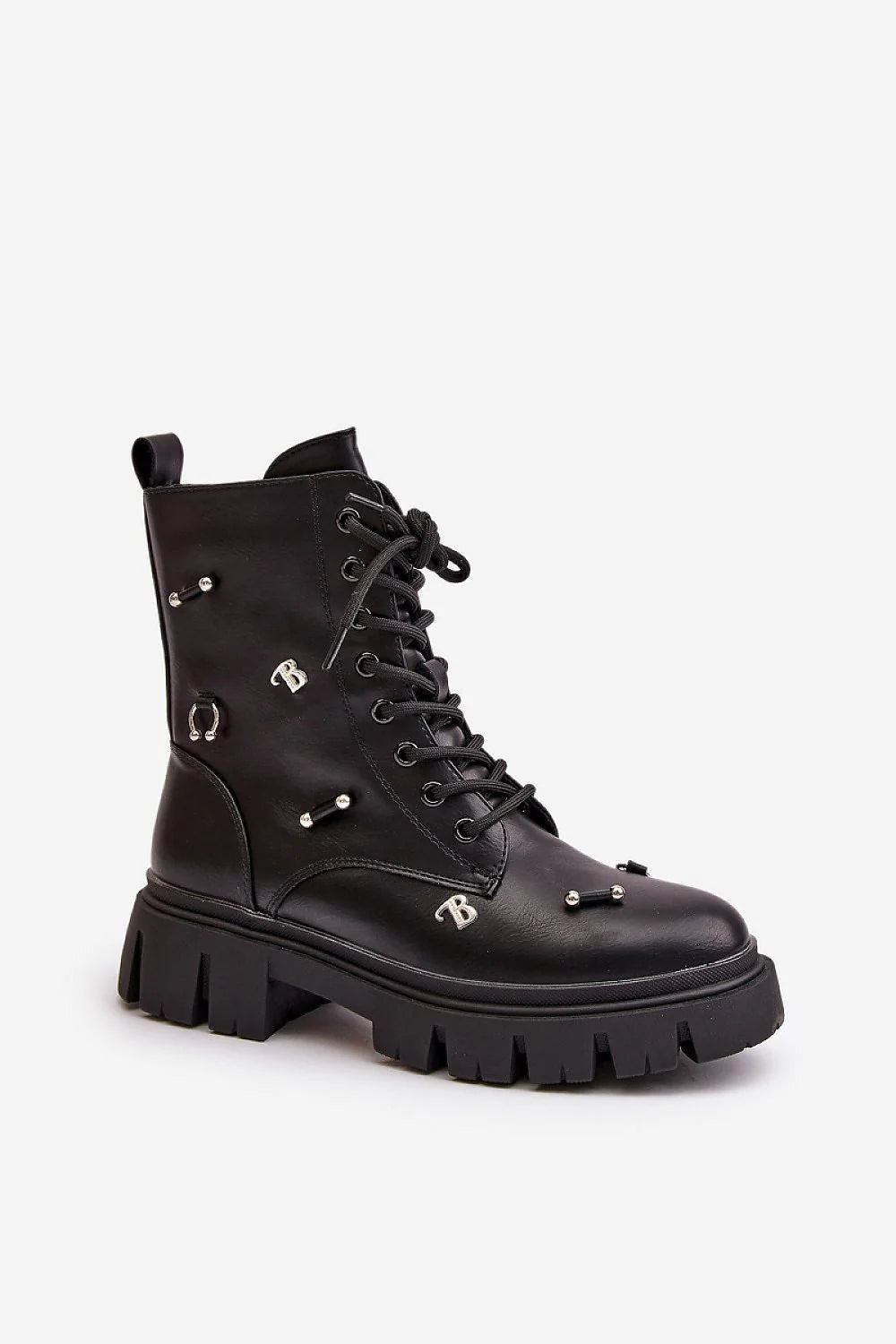Bottes pour femmes en cuir artificiel style audacieux design moderne fermeture éclair laçage supplémentaire tige montante talon 5.5 cm