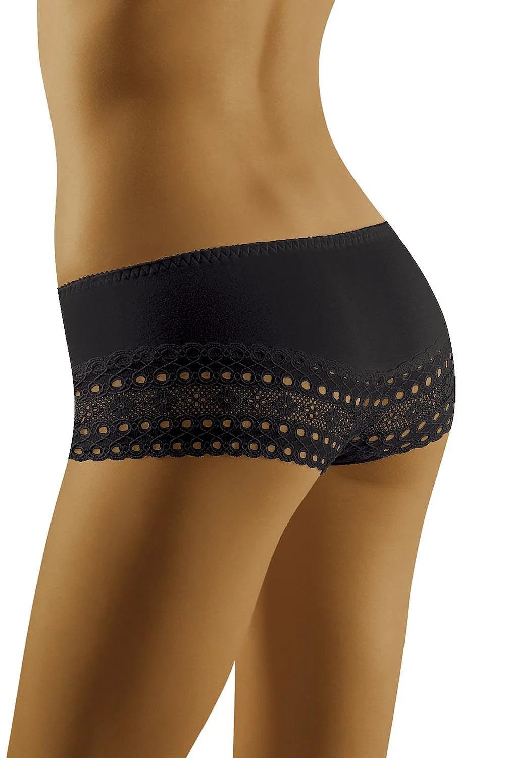Shorts Wolbar en coton élasthanne noir lace floral hipster