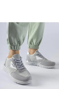 Baskets Solea pour femme en tissu gris style moderne design épuré confort amorti semelle épaisse fermeture lacets occasion ville sport quotidien été printemps