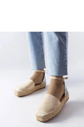 espadrille Solea beige suédine pailletée argenté semelle compensée bride cheville boucle métallique bout fermé rembourrée respirante
