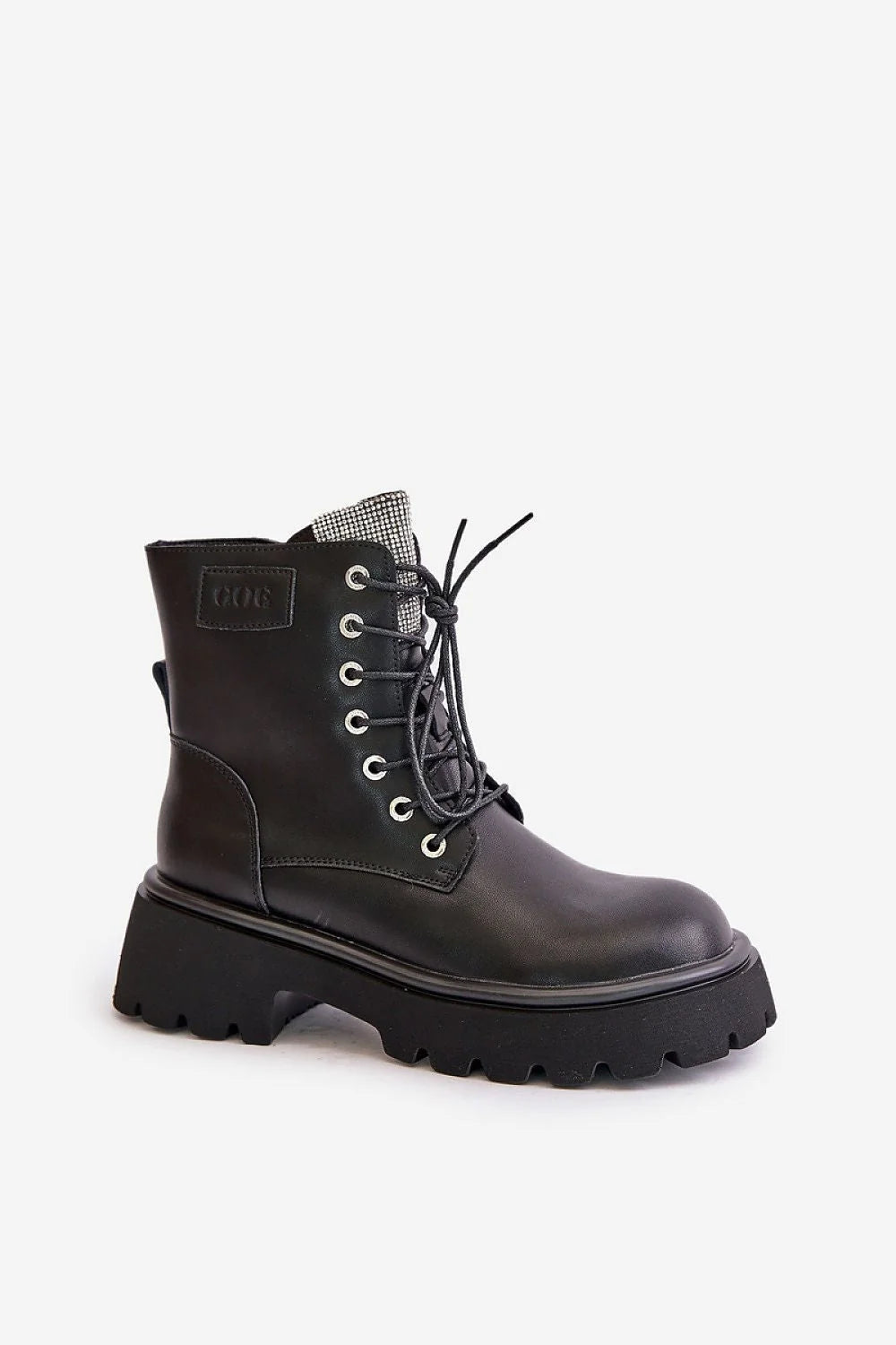 Bottines femmes design moderne robuste cuir noir高 shaft talon plat plateforme solide fermeture éclair latérale