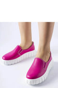 Chaussures basses pour femme design moderne audacieux cuir synthétique rose vibrant semelle épaisse blanche confort maximal style casual dynamique