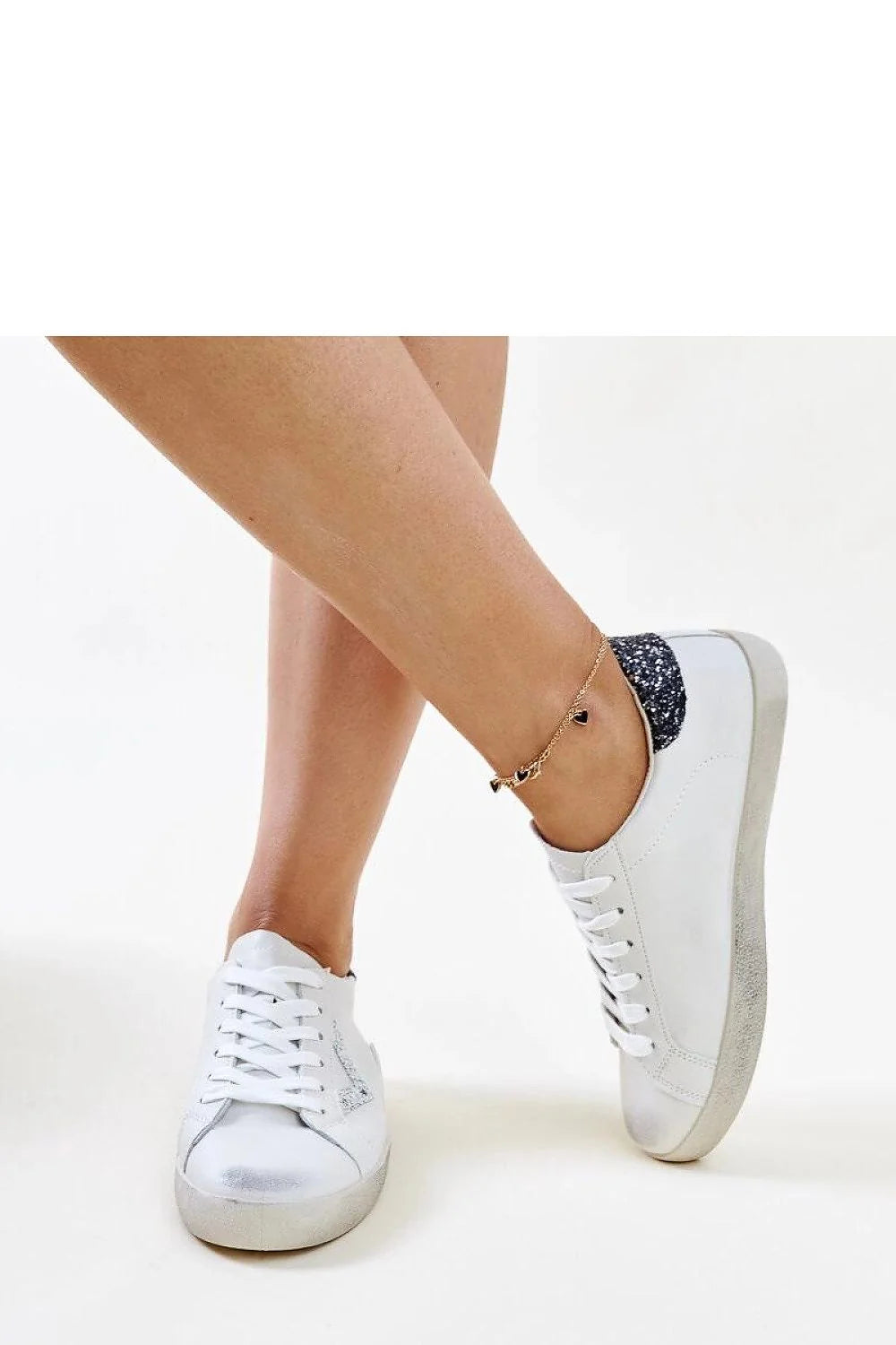 Baskets Femme Mode Moderne Design Décontracté Blanc Argenté Paillettes Flèche Bout Rond Lacets Cuir Synthétique Caoutchouc Vintage Urban Chic Élégance