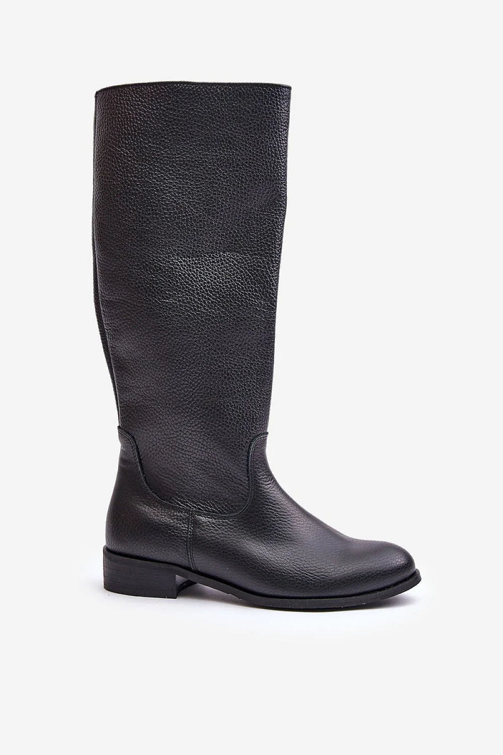 bottes cuissardes équestres femme cuir véritable grainé noir tige37cm mollet ajustée bout arrondi talon plat semelle caoutchouc confort classique intemporel
