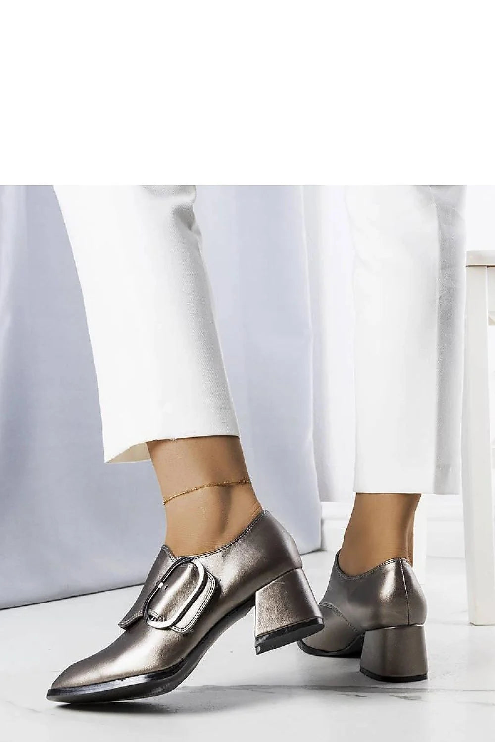 Escarpins à talons bloc métallisé gris élégants pour femmes occasion professionnelle soirée soirée soirée soirée