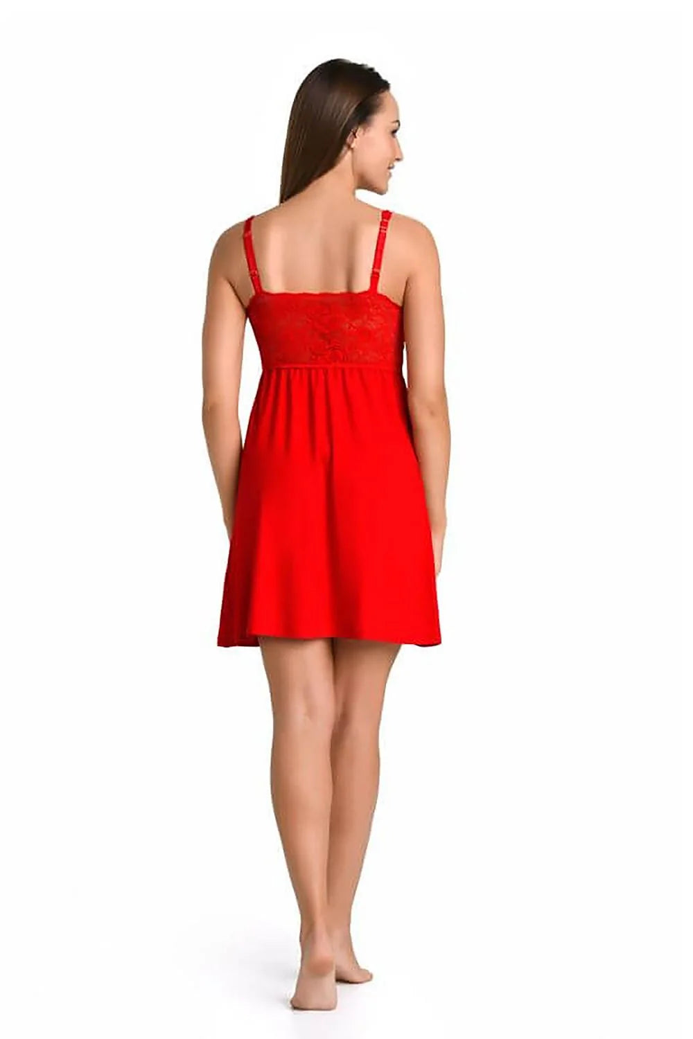 Nuisette sexy Teyli en dentelle rouge A-line manches épaules coton doublure femme occasion spéciale