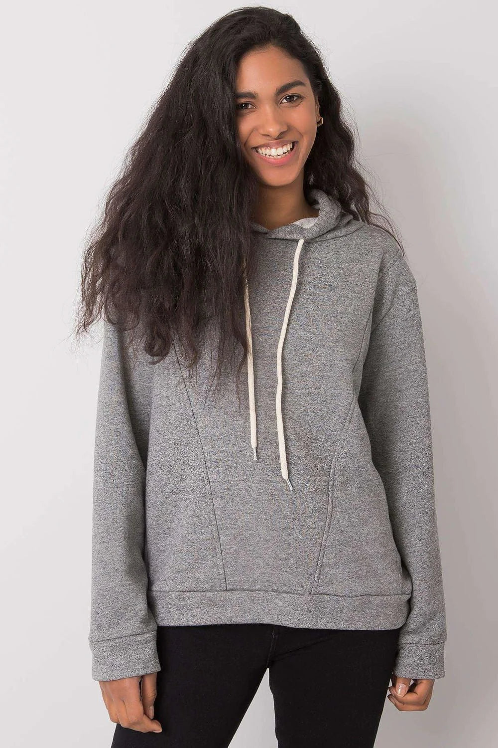 hoodie femme jaune fluo coton elasthanne molleton doux coupe ample épaules tombantes manches longues capuche doublée cordon blanc réglable