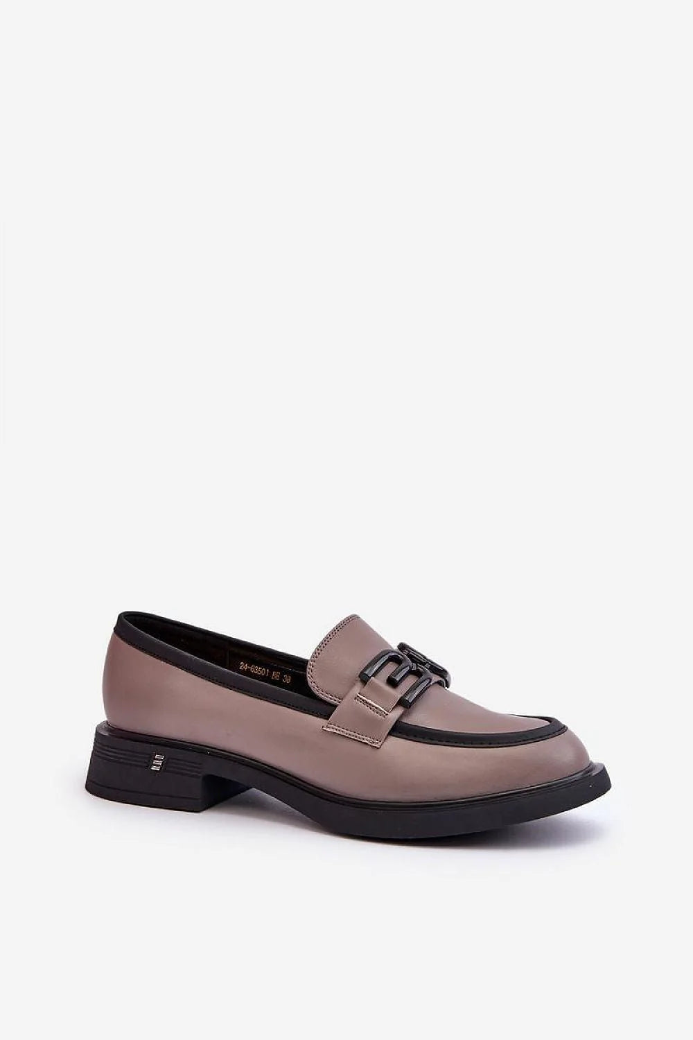 Mocassins pour femmes élégants design moderne cuir naturel beige taupe semelle épaisse talon 3 cm confortable