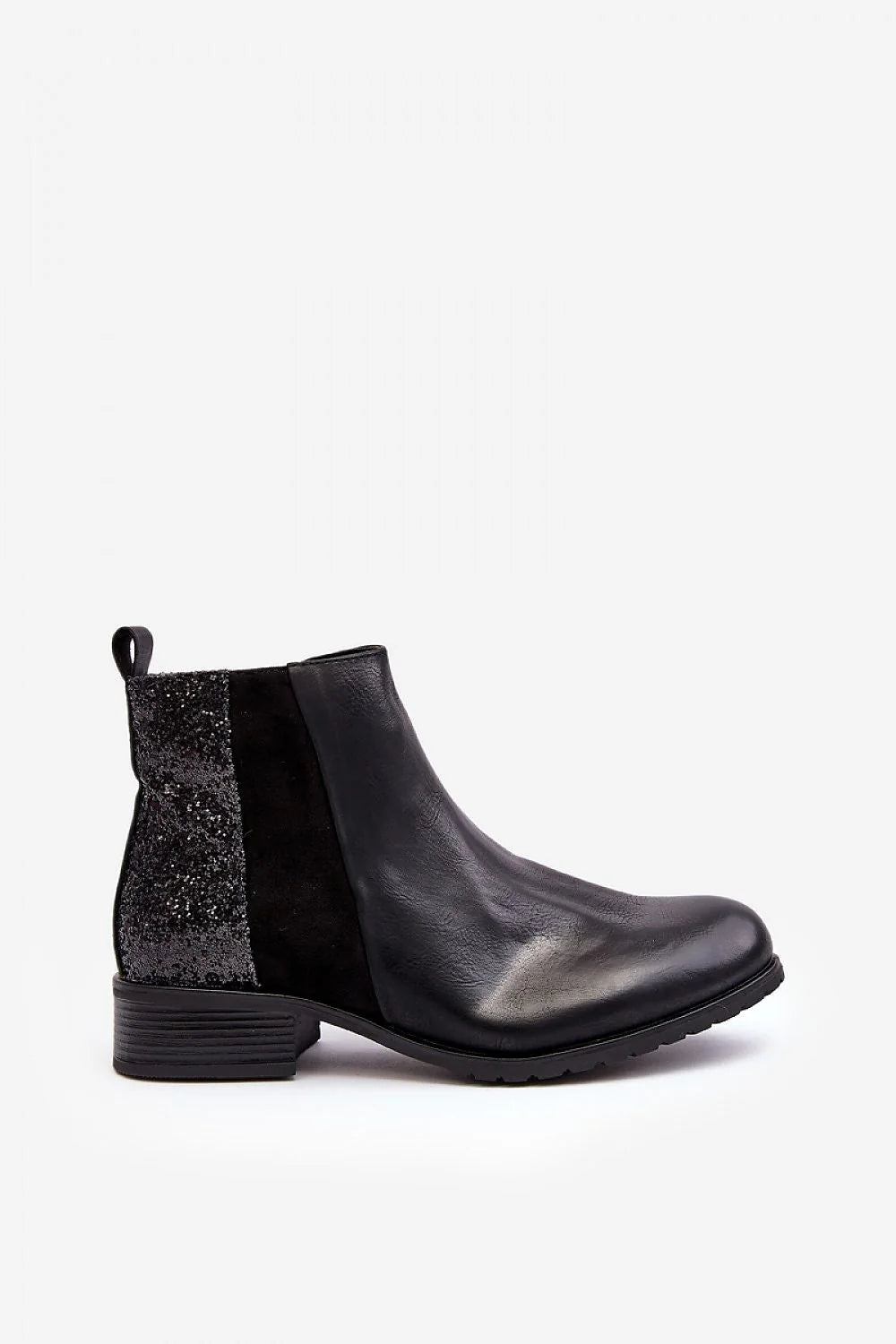 bottines Jodhpur Chelsea femme cuir noir pailleté gris talon carré bas fermeture éclair latérale semelle antidérapante matelassée cheville urbain chic