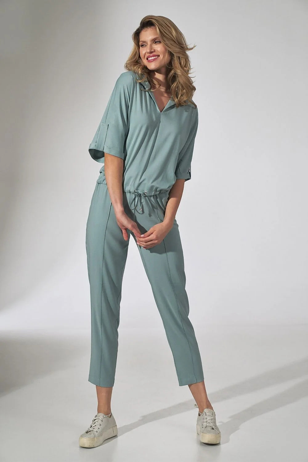 Ensemble deux pièces femme en viscose coupe ample rose pêche élégant et confortable casual chic