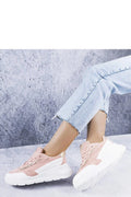Baskets femmes design moderne couleur rose pâle daim cuir style urbain chunky sneakers semelle épaisse lacets assortis