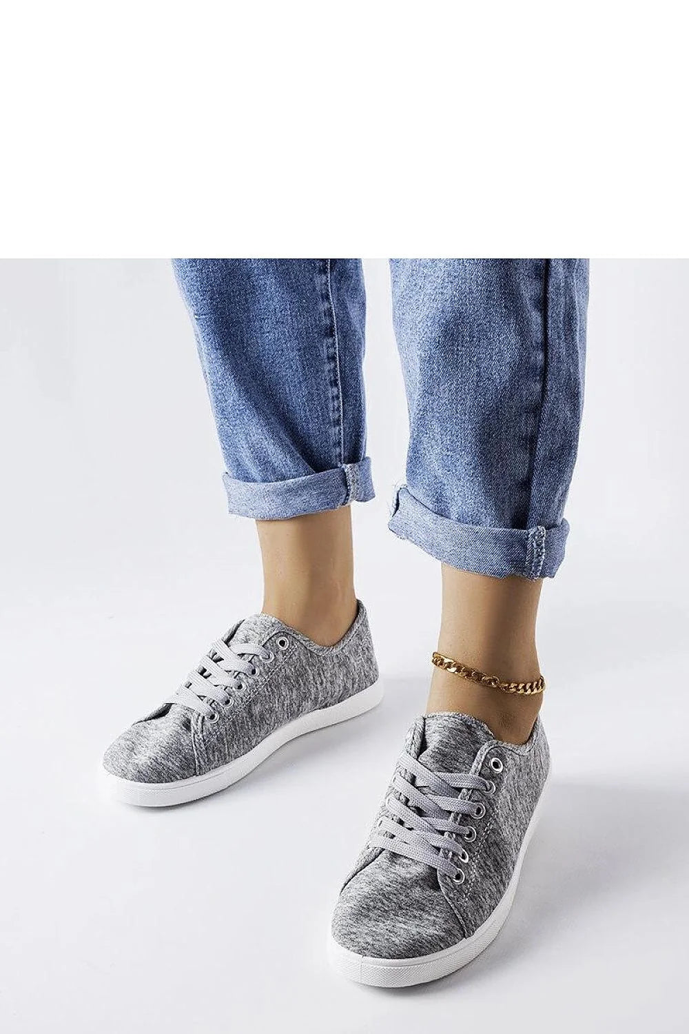Baskets mode femme tissu gris chiné sneakers basses confort minimalisme occasionnels Casual Look Venancia