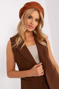 Béret AT féminin élégant marron chocolat laine acrylique coton cachemire antenné coupe française ajustée intemporel style européen