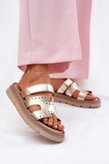 sandales femmes modernes cuir naturel plateforme trois centimètres ajustables métallisé beige chunky semelle crantée velcro perforées respirantes confort ergonomique