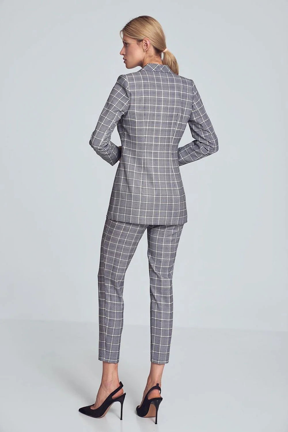 Ensemble tailleur femme en polyester laine Prince de Galles élégant formel pour occasions professionnelles
