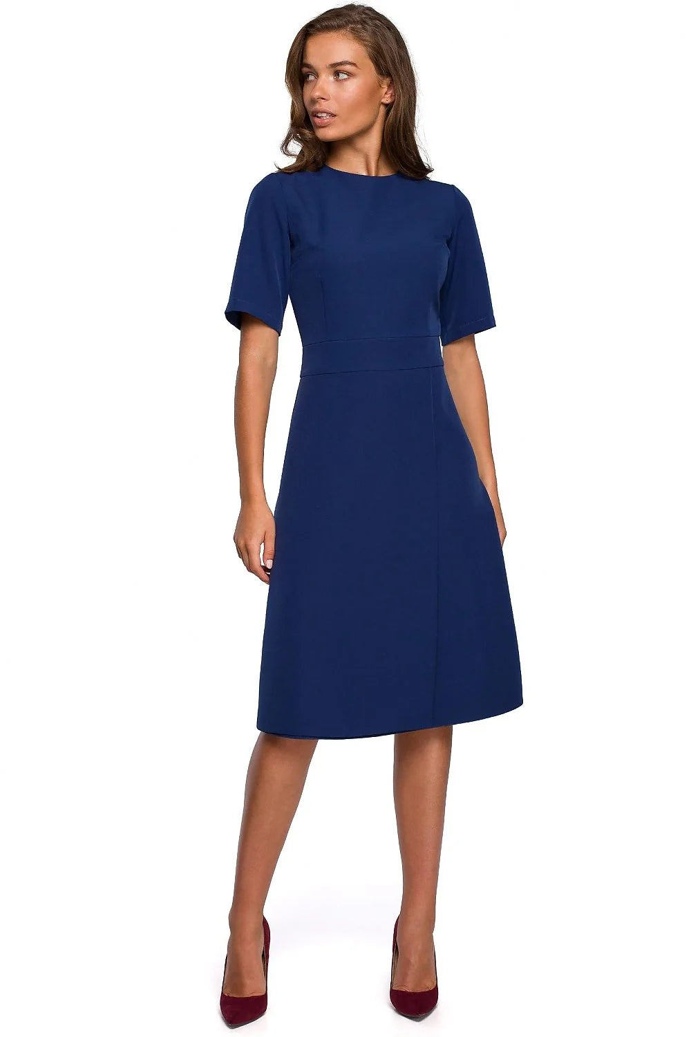 Robe élégante polyester rouge vif fit and flare manches mi-longues pour occasions formelles féminines