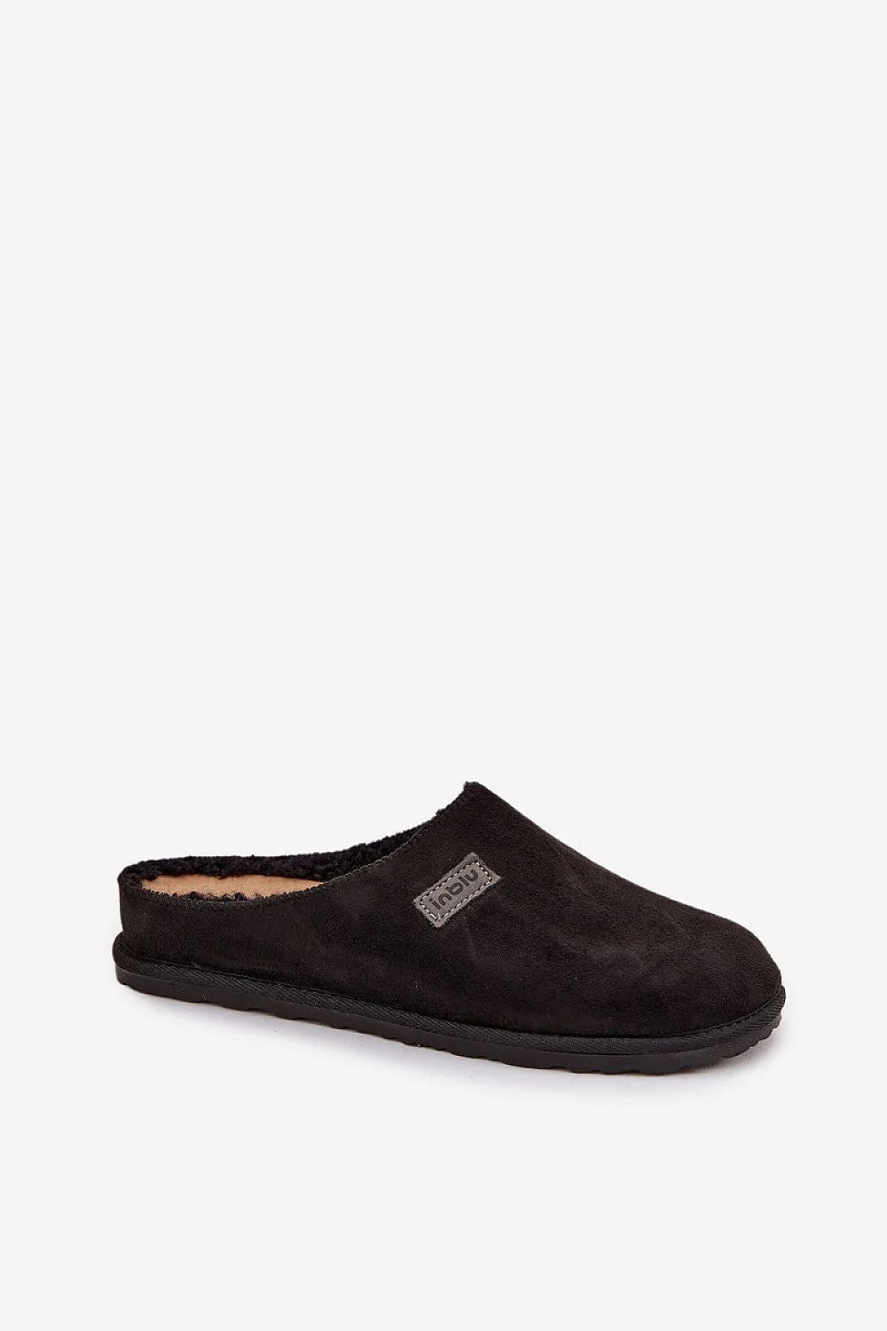 chaussons mules intérieur noir suédine douce doublure polaire fourrée semelle caoutchouc antidérapante bout rond confort chaleur léger souple inblu qualité