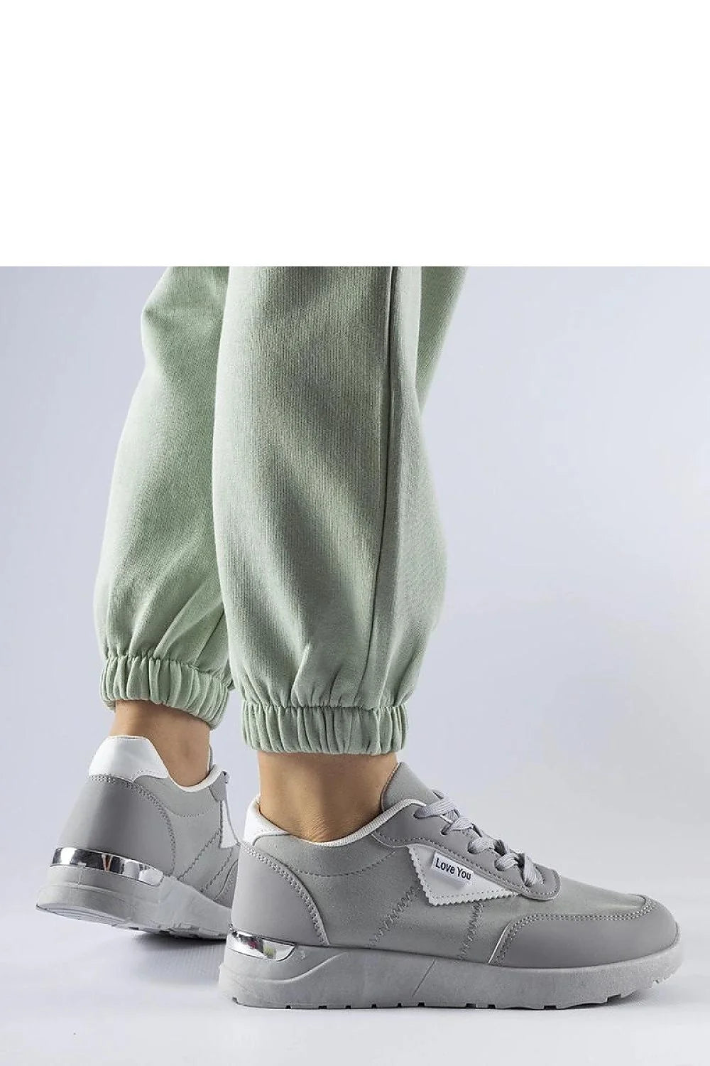 Baskets Solea pour femme en tissu gris style moderne design épuré confort amorti semelle épaisse fermeture lacets occasion ville sport quotidien été printemps