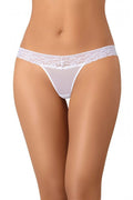 String féminin élégant en dentelle et maille motif floral blanc coupe basse confortable tissu transparent soyeux lingerie fine