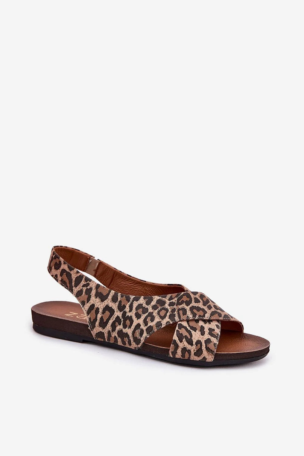 Sandales femmes motif léopard cuir doux confort style audacieux talon plat sandales été tendance