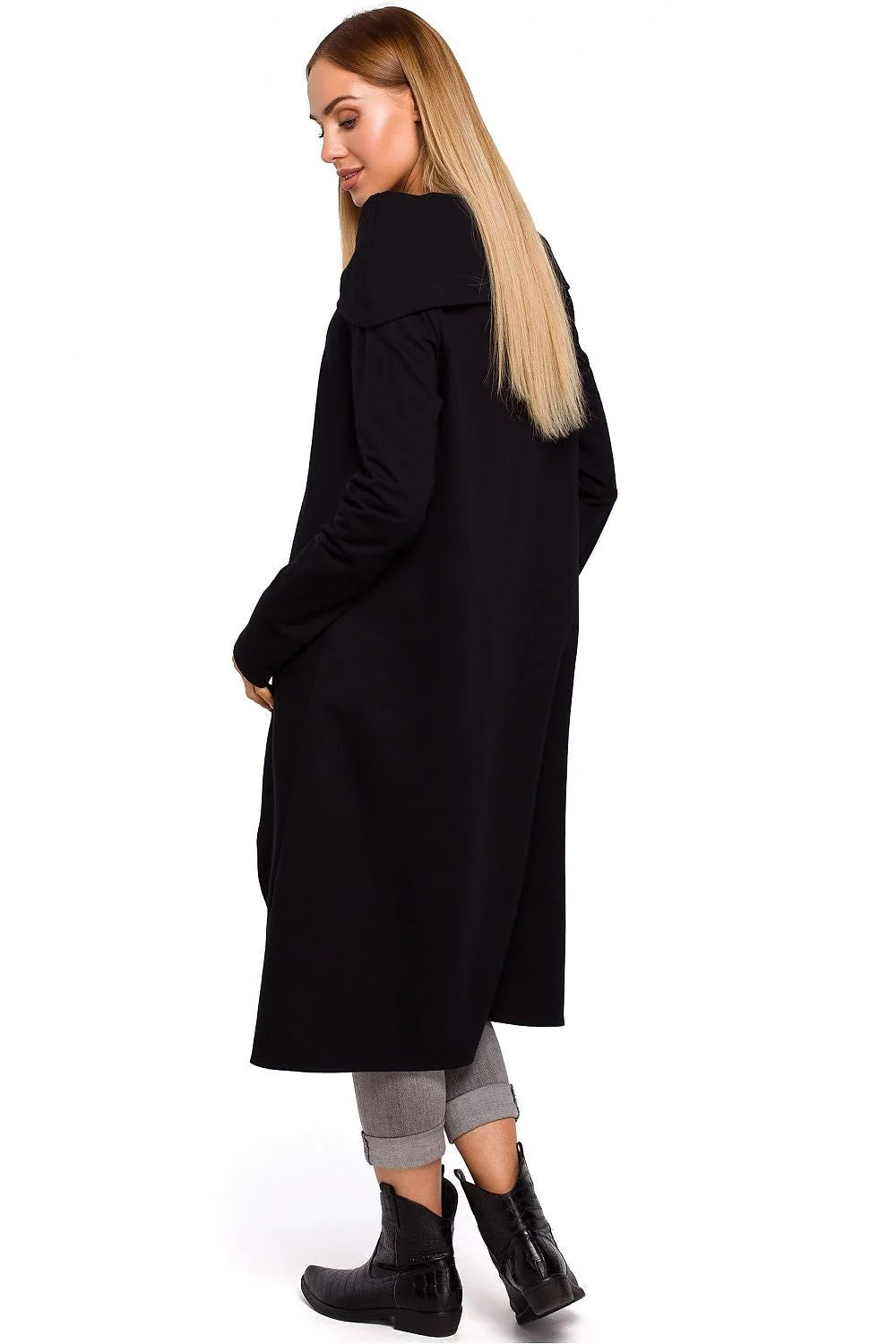 Tunique en Coton Gris Clair Asymétrique Ample Col Roulé Mode Décontractée Élégante Confortable Femme