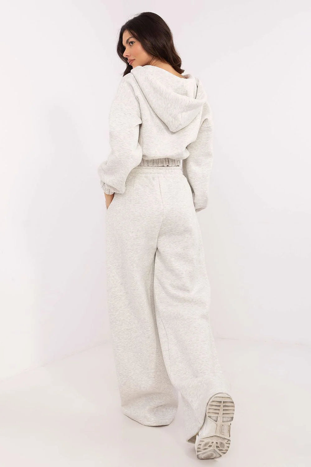 Ensemble femme décontracté sweat à capuche pantalon large gris clair coton confort occasionnel mode automne hiver