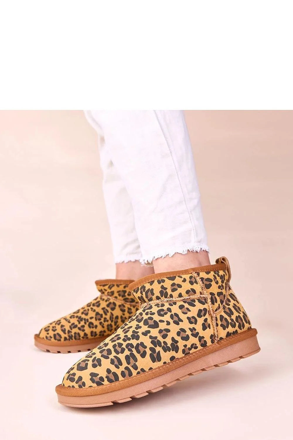 bottes neige femme Panther Gemre cuir suédé fourrure chaude imprimé léopard caramel noir cheville languette semelle crantée antidérapante