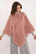 Poncho femme style asymétrique couleur rose pâle texture fourrure synthétique doublé coupe ample pour tous les jours et promenades
