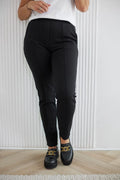 Pantalon survêtement La Aurora coupe classique coton certifié 300g/m2 taille haute femmes matures grande taille survêtement moderne élégant noir stretch