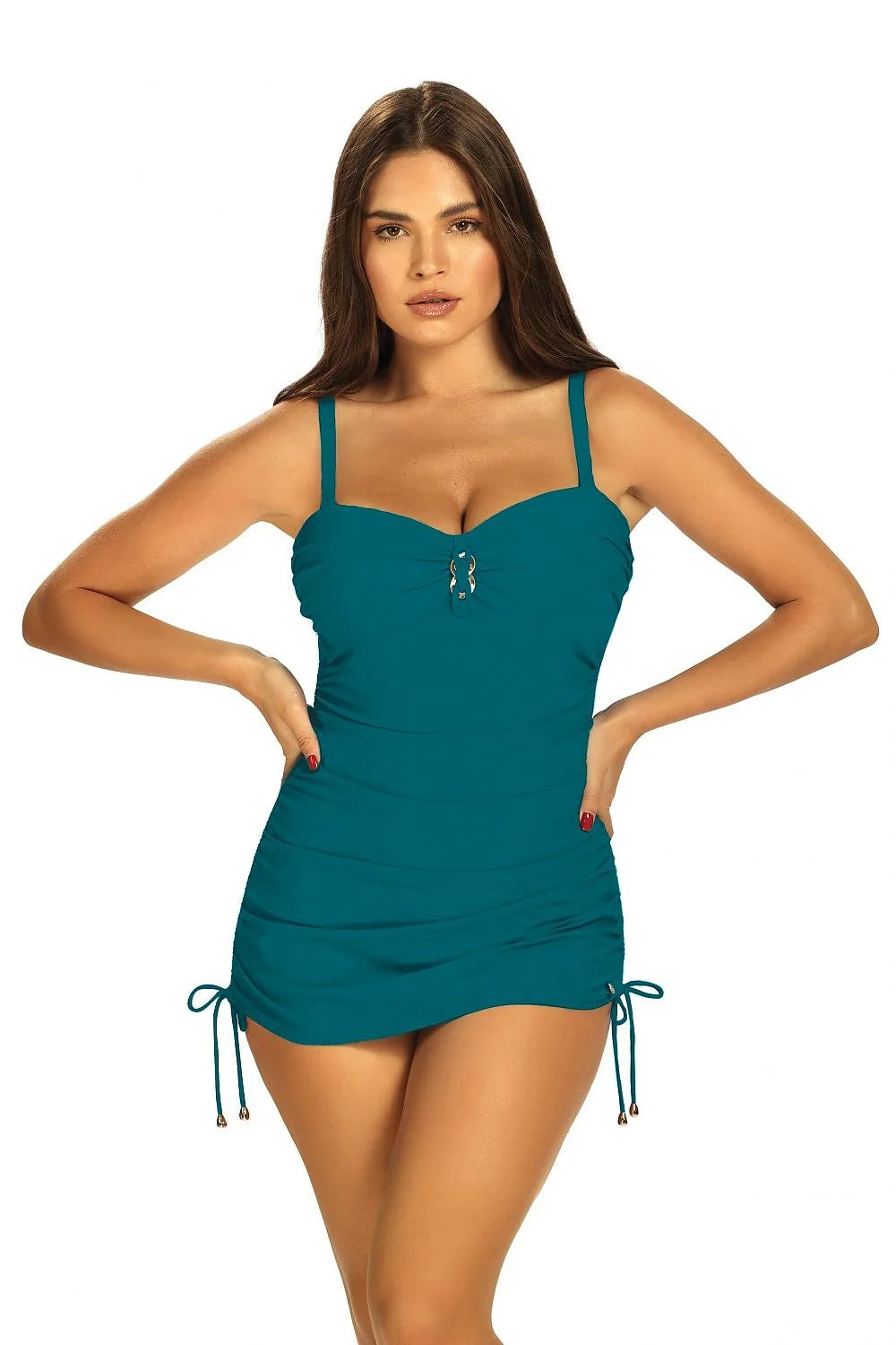 Maillot de bain une pièce Barontex bleu sarcelle élégant style robe bain femmes confort soutien optimal ajustement personnalisé