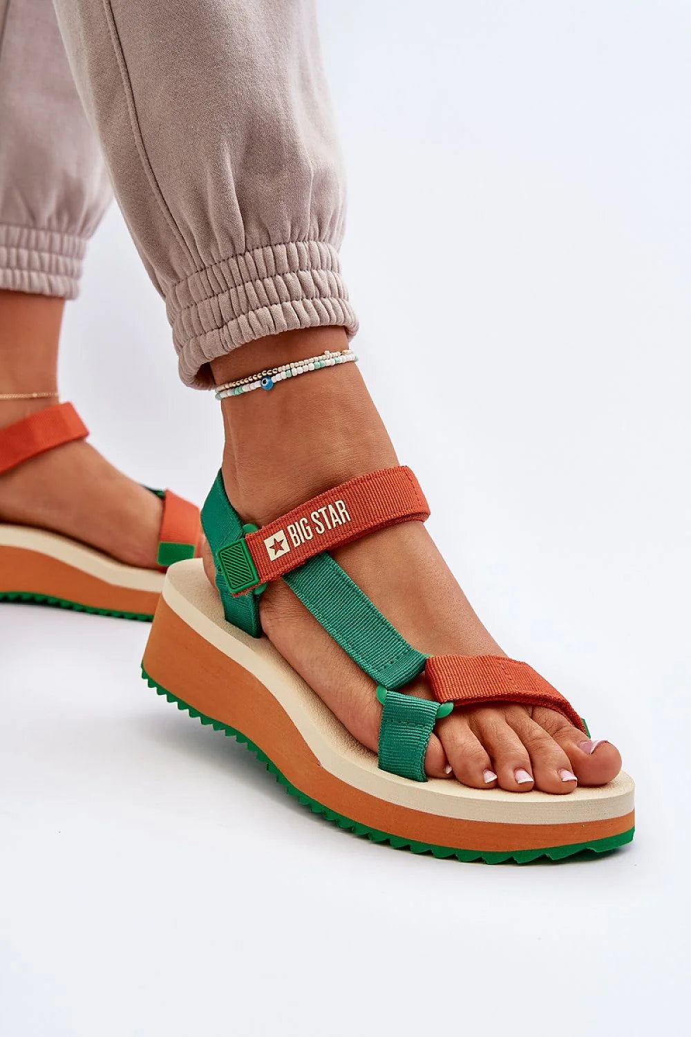 Sandales plateforme style casual sportif femmes lanières tissu synthétique semelle mousse BIG STAR fermeture scratch confortable été 2023