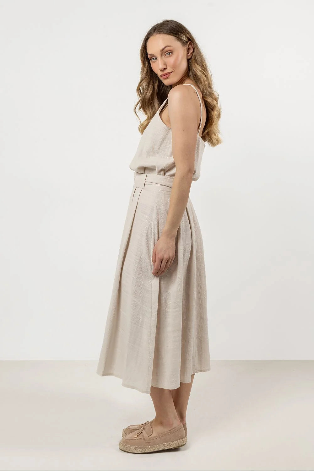Jupe awama longue évasée coton 100% ceinture passants style classique confortable occasion spéciale été femme