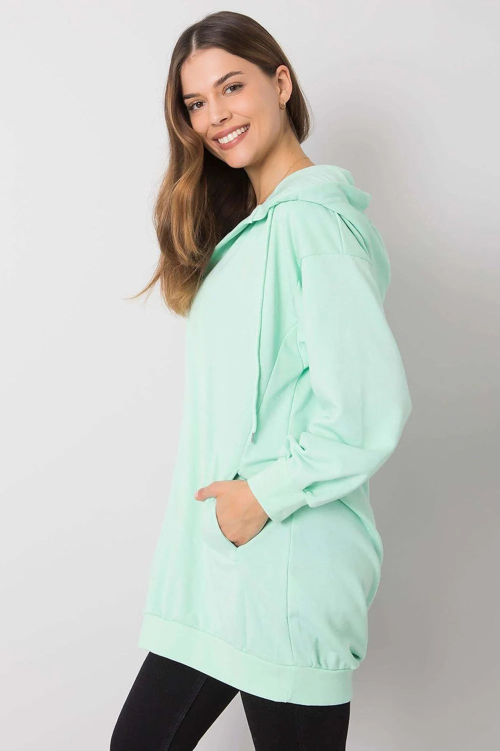 Sweatshirt à capuche pour femme moderne oversize couleur rose néon coton polyester poche kangourou style décontracté occasions multiples
