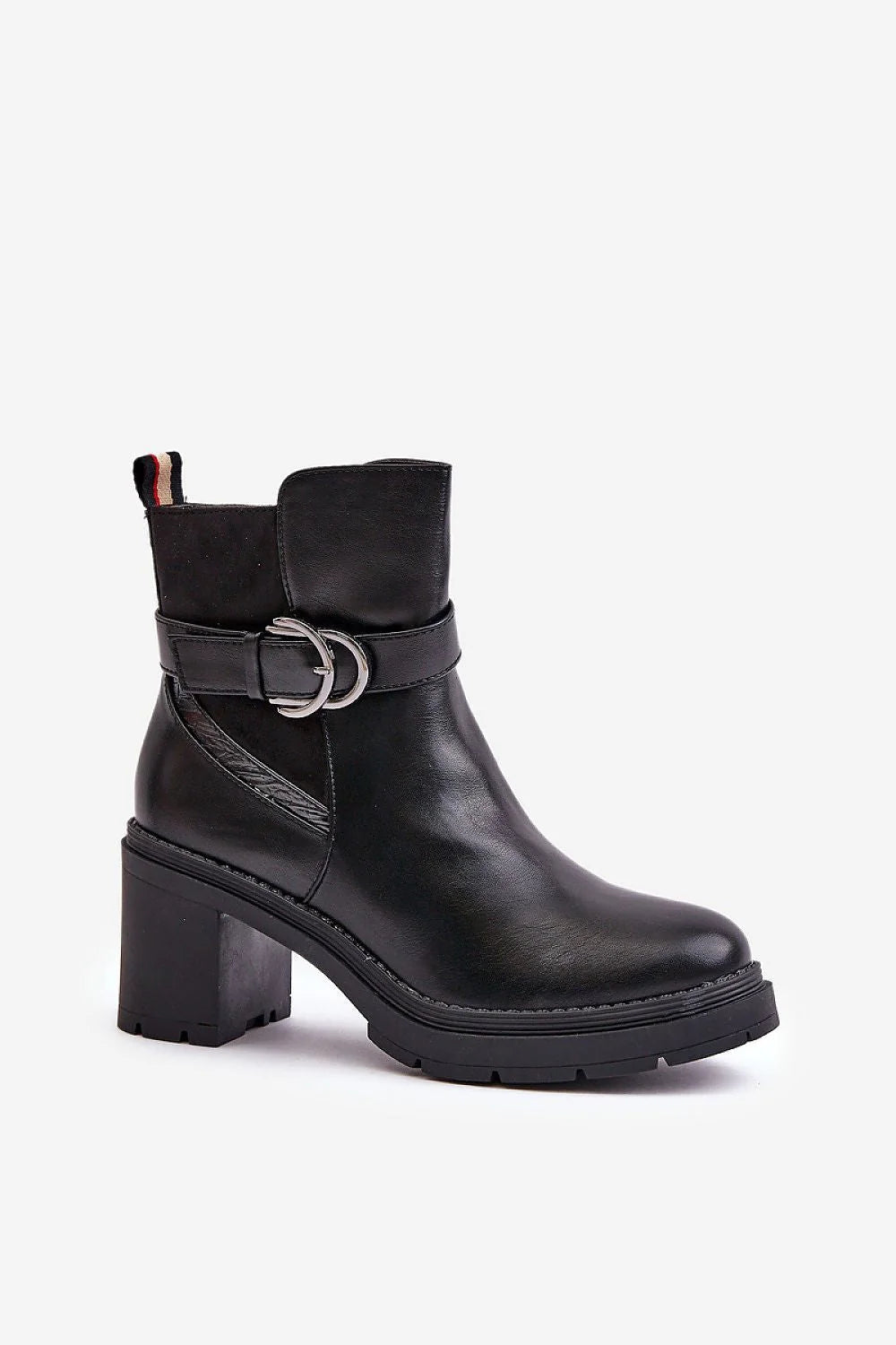 Bottines femmes modernes élégantes cuir noir talon aiguille boucle métal argenté fermeture glissière intérieur chauffant doublure éco-friendly mode automne hiver