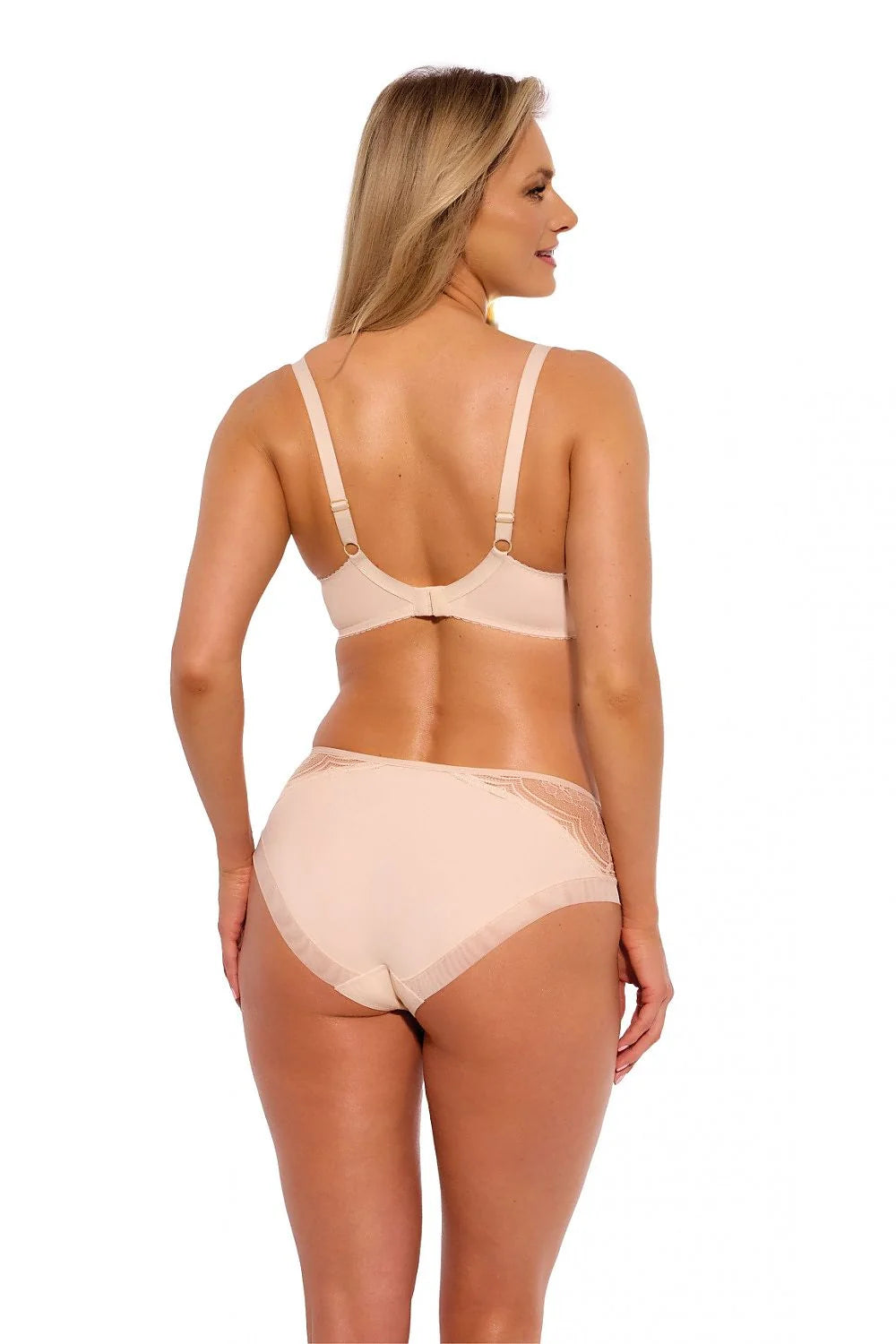 soutiengorge semisoft balconnet beige floral dentelle armatures maintien généreux confort bretelles réglables rembourrage léger bonnets renforcés tulle semitransparent