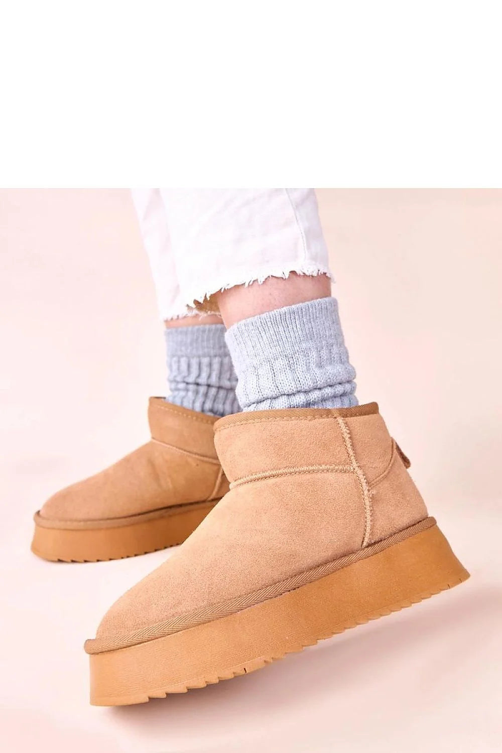 bottes neige marron daim suédé Armona femme bottines cheville plateforme crantée semelle gomme caramel bout rond doublure fourrure isolante confortable