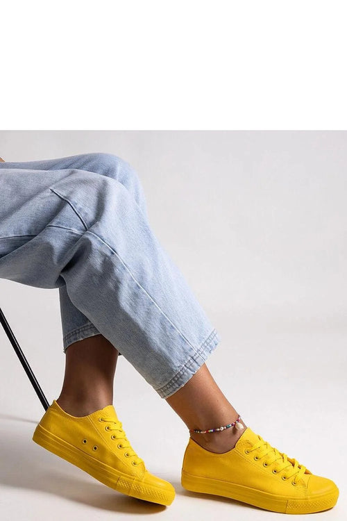 Baskets modernes pour femmes couleur jaune vif style casual coupe basse confortable en toile semelle caoutchouc anti-dérapant lacets métalliques durabilité renforcée