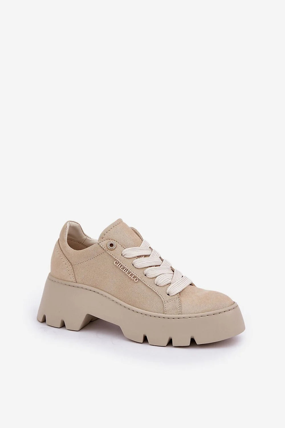 Chaussures de sport Step in style pour femmes cuir naturel semelle épaisse style sport-chic beige clair élégance polyvalente confort quotidien