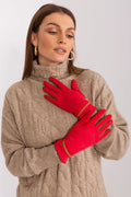 Gants élégants pour femmes, tissu lisse, empiècements contrastés, bretelles tressées, fleurs brodées, polyester-spandex, chaud et stylé