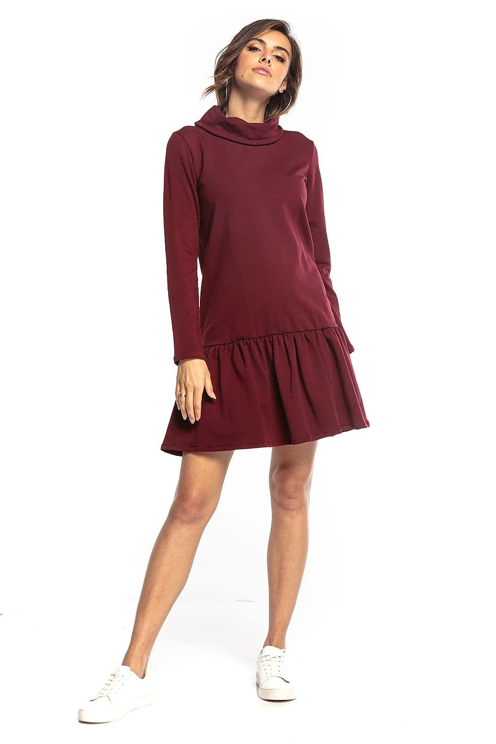 Robe en jersey coton polyester manches longues style sportif décontracté chic confortable pour sorties automnales