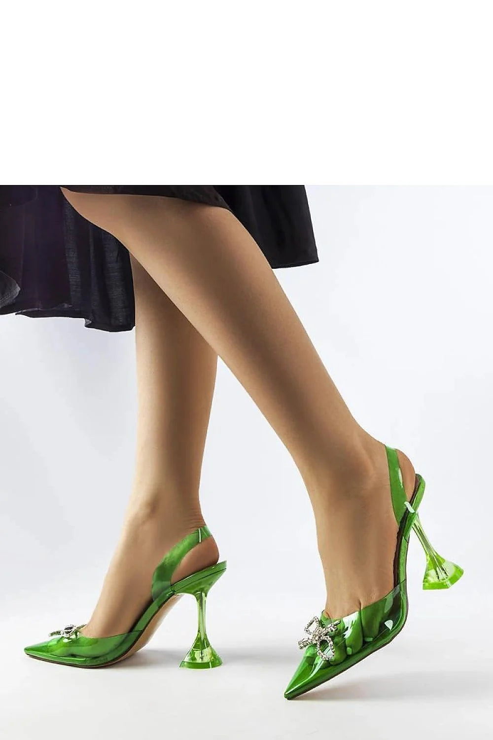 Escarpins à talons hauts transparents verts Solea, design audacieux, strass, été, femmes, mode,élégance, confort, durabilité
