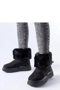 bottes neige solea femme noir suede fausse fourrure retournée mi cheville plateforme crantée gomme antiderapante doublure chaude slipon