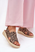sandales femmes modernes casual motif léopard cuir lanières croisées suédé rivet décoratif semelle plateforme mousse épaisse beige confort stabilité estivales