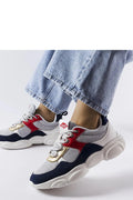 baskets chunky basses respirantes maillées cuir synthétique suédine bleu marine rouge doré semelle oversize coussinée lacets talon urbain confortable