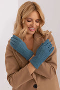 Gants élégants pour femme en tissu lisse et isolé, couleur bleue apaisante, matière douce et luxueuse, style classique et moderne, parfait pour l'hiver et les occasions formelles