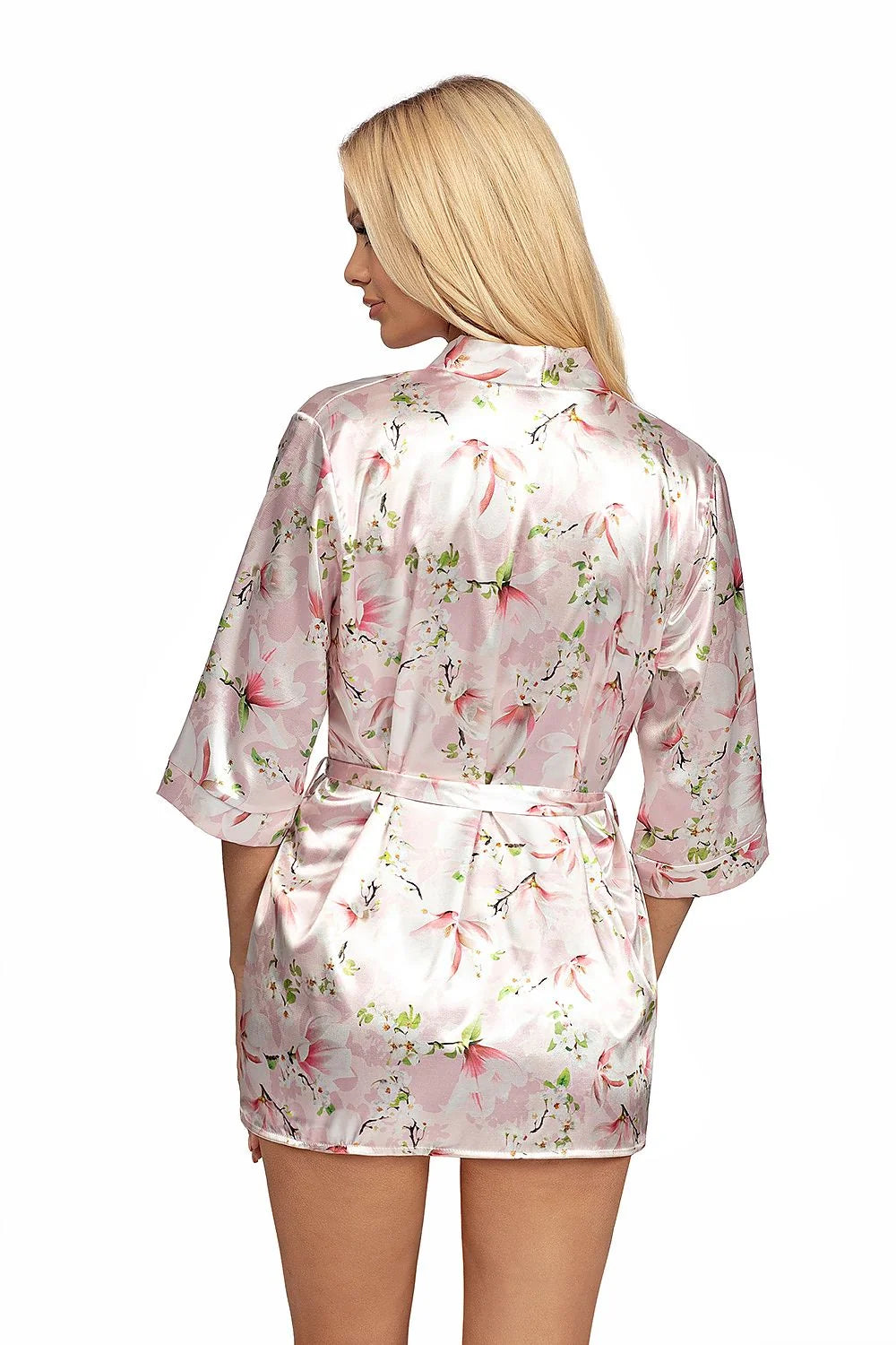 Peignoir Donna satiné à motifs baroques élégant pour femme, style kimono moderne, couleur noire dorée, taille ajustable, nouvelle collection