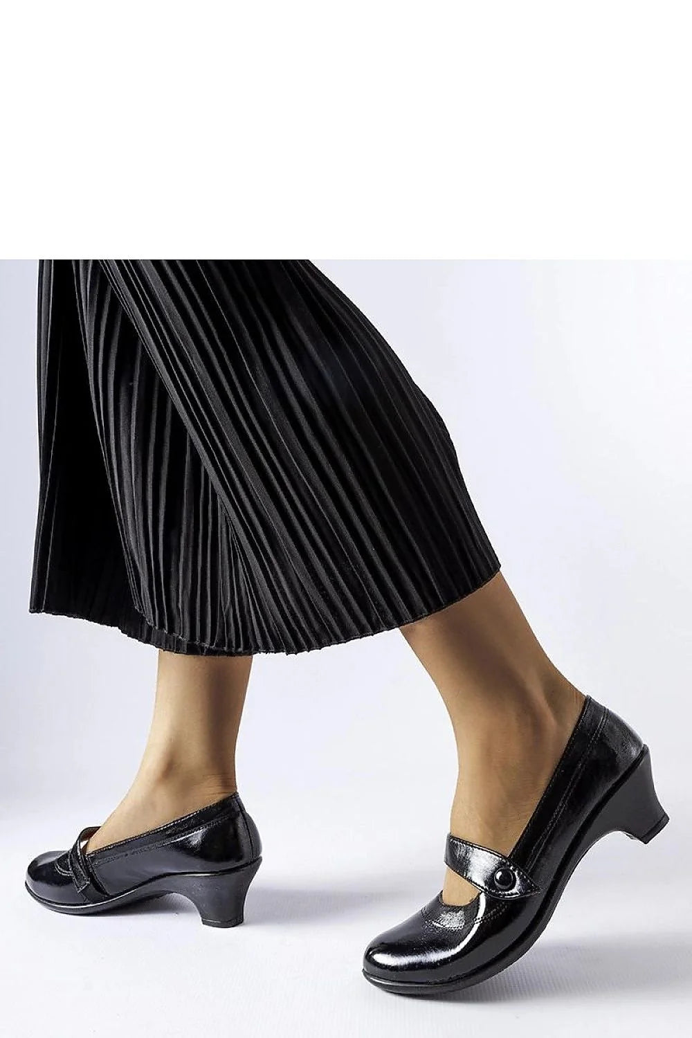 Bottines Mary Jane femme talons bas cuir verni noir fermeture bride bout rond style rétro chic