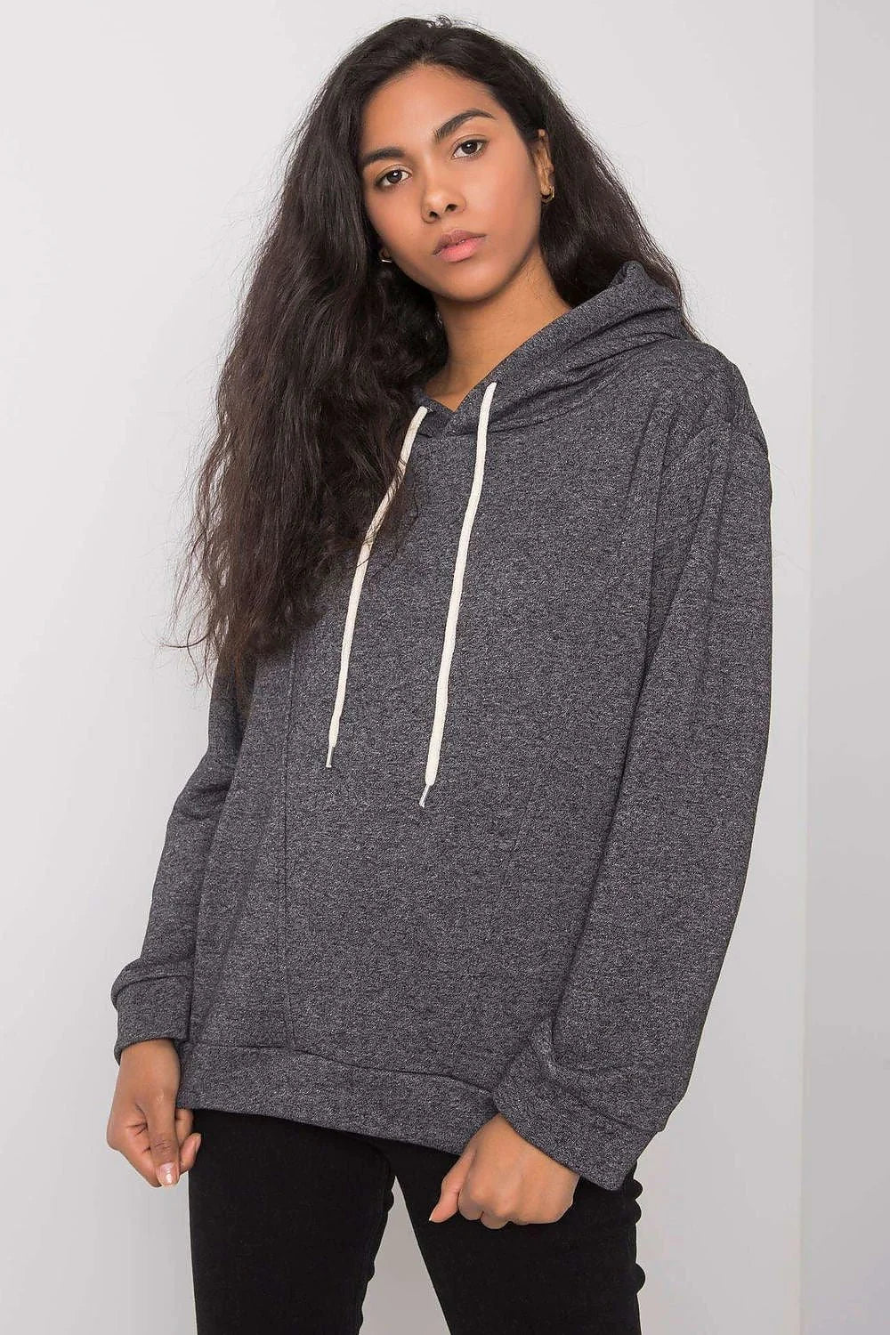 hoodie femme jaune fluo coton elasthanne molleton doux coupe ample épaules tombantes manches longues capuche doublée cordon blanc réglable