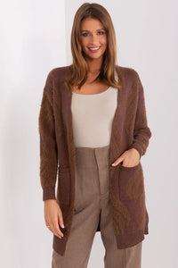 Cardigan femme design décontracté ouvert longues manches coudes côtelées tissu doux matériau mixte style casual usage quotidien et soirées froides