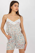 Shorts Summer Set Floral Print Women Cotton Blend Boho Style Adjustable Waist Pockets
